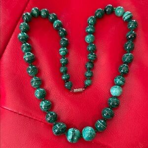 Graduated Malachite Vintage Necklace  Pre-owned 20” Chunky Strand